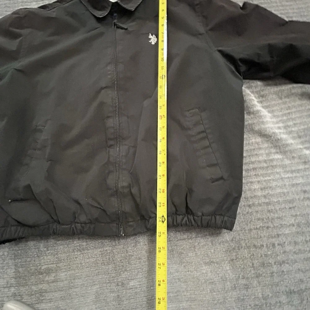 U.S. Polo Assn. Harrington Jacket Mens L Black Lined Lightweight Zip Up Golf RL